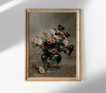 Impression d'art florale vintage et sombre en vase S0207