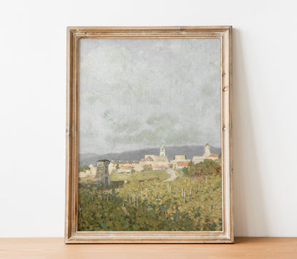 Estampe d'art vintage "Ville et Campagne" L195
