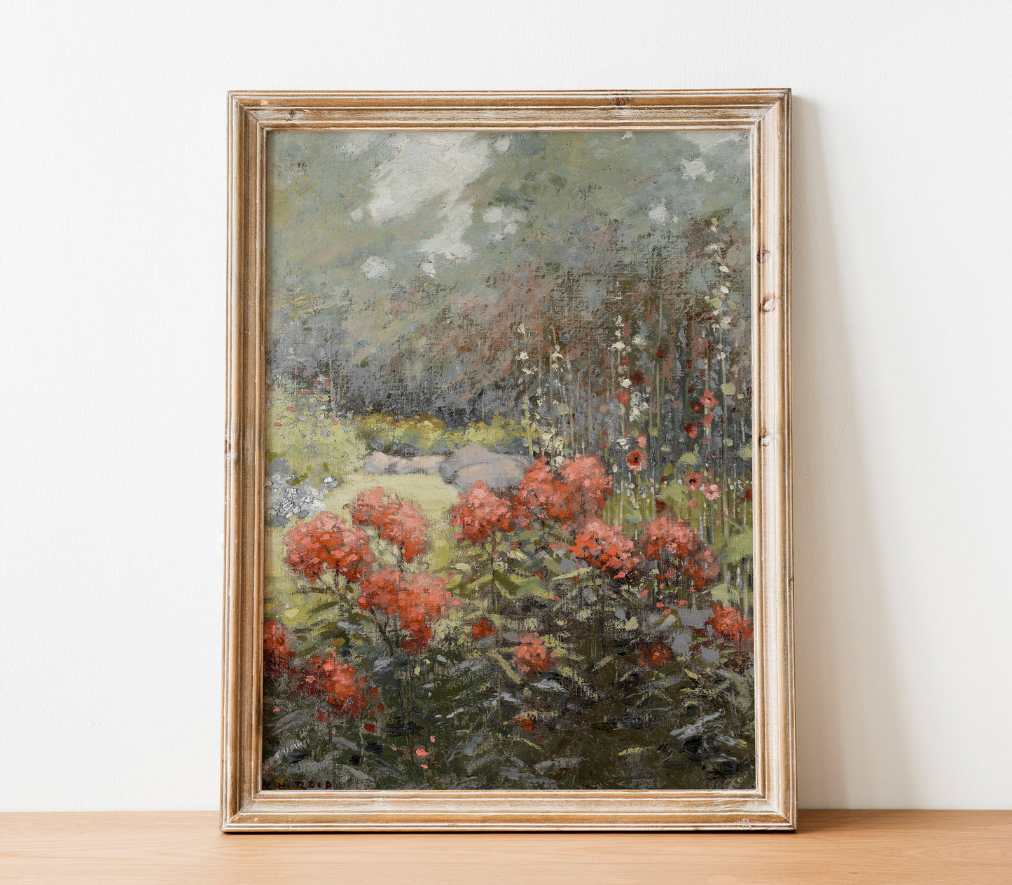 Paysage floral d'automne - Impression champêtre vintage d'automne L242