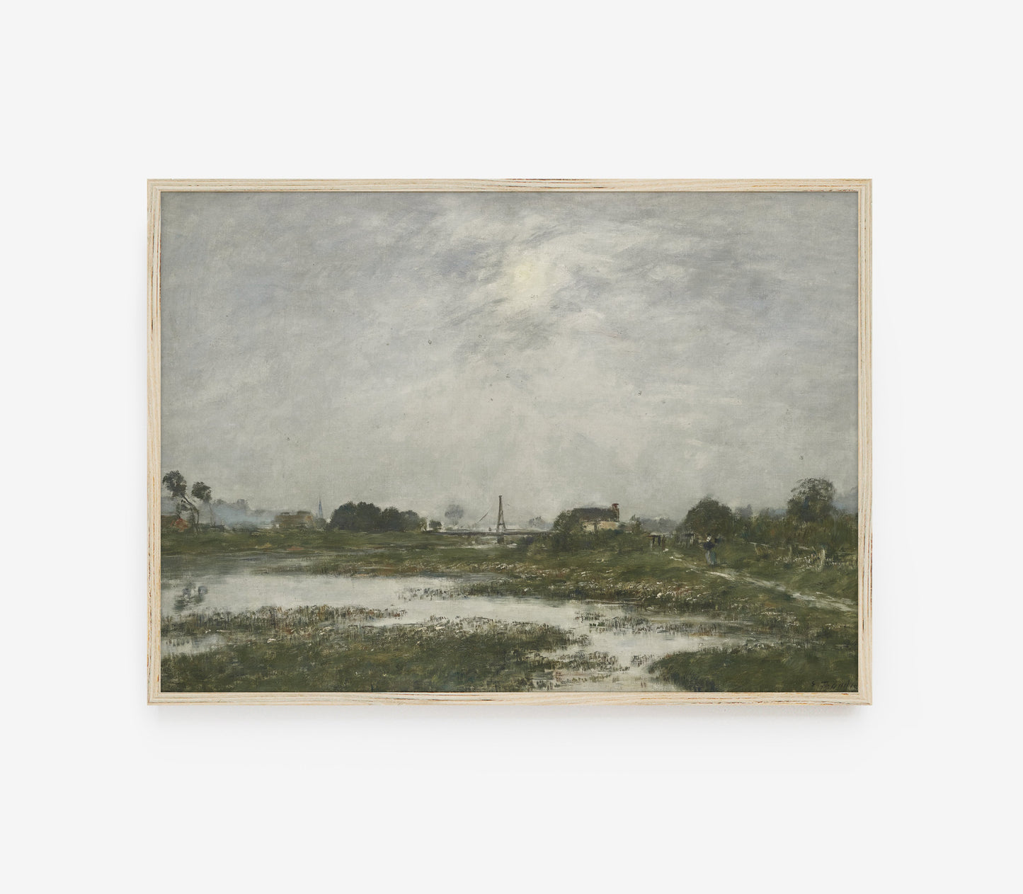 Impression d'art paysager vintage vert sourd L0161