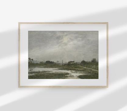 Impression d'art paysager vintage vert sourd L0161