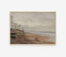 Estampe d'art représentant un paysage de plage nuageux ancien L0163