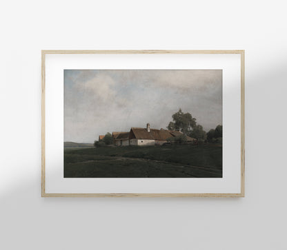 Impression d'art Paysage Cottage Vintage sur Colline L0165