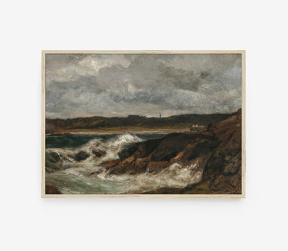 Estampe d'art paysager « Vagues déferlantes vintage » L0132