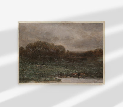 Impression d'art Paysage de champ vintage et mélancolique L0135