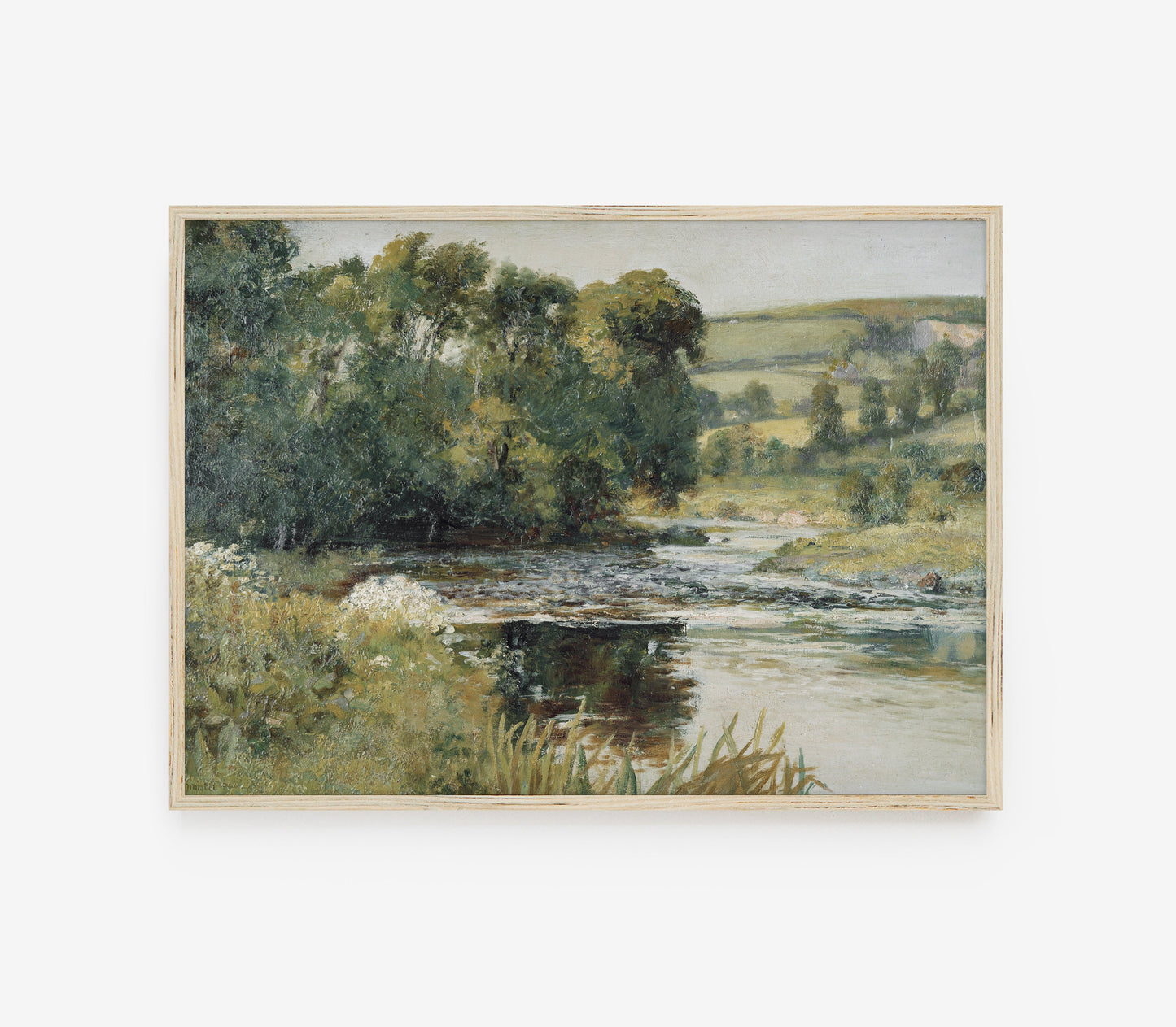 Estampe d'art vintage Paysage de ruisseau de prairie L0136