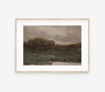 Impression d'art Paysage de champ vintage et mélancolique L0135