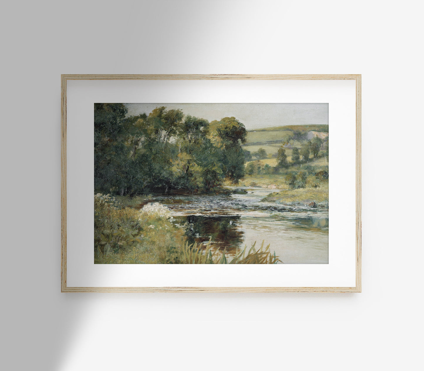Estampe d'art vintage Paysage de ruisseau de prairie L0136