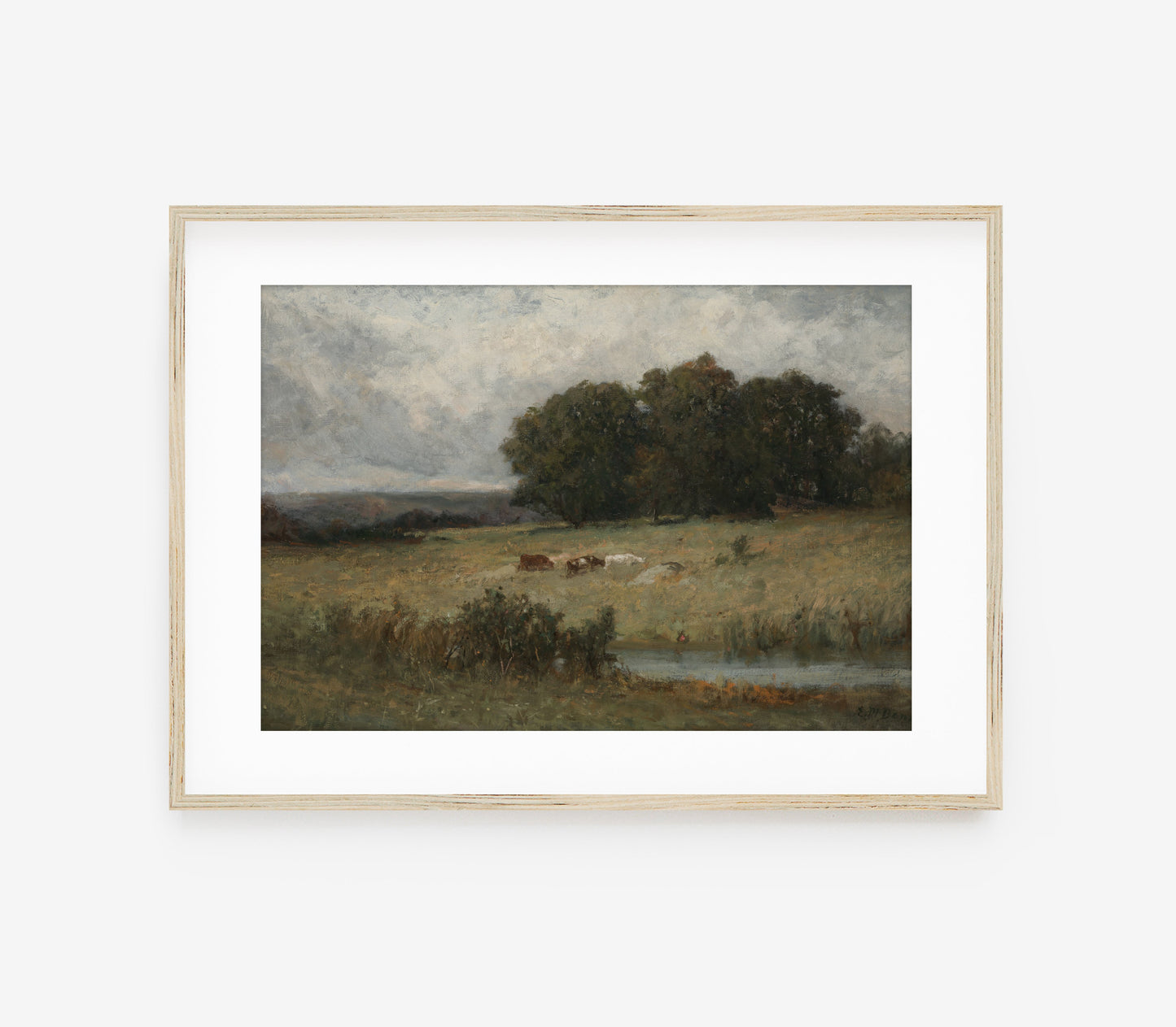 Estampe de paysage de champs agricoles vintage L0133