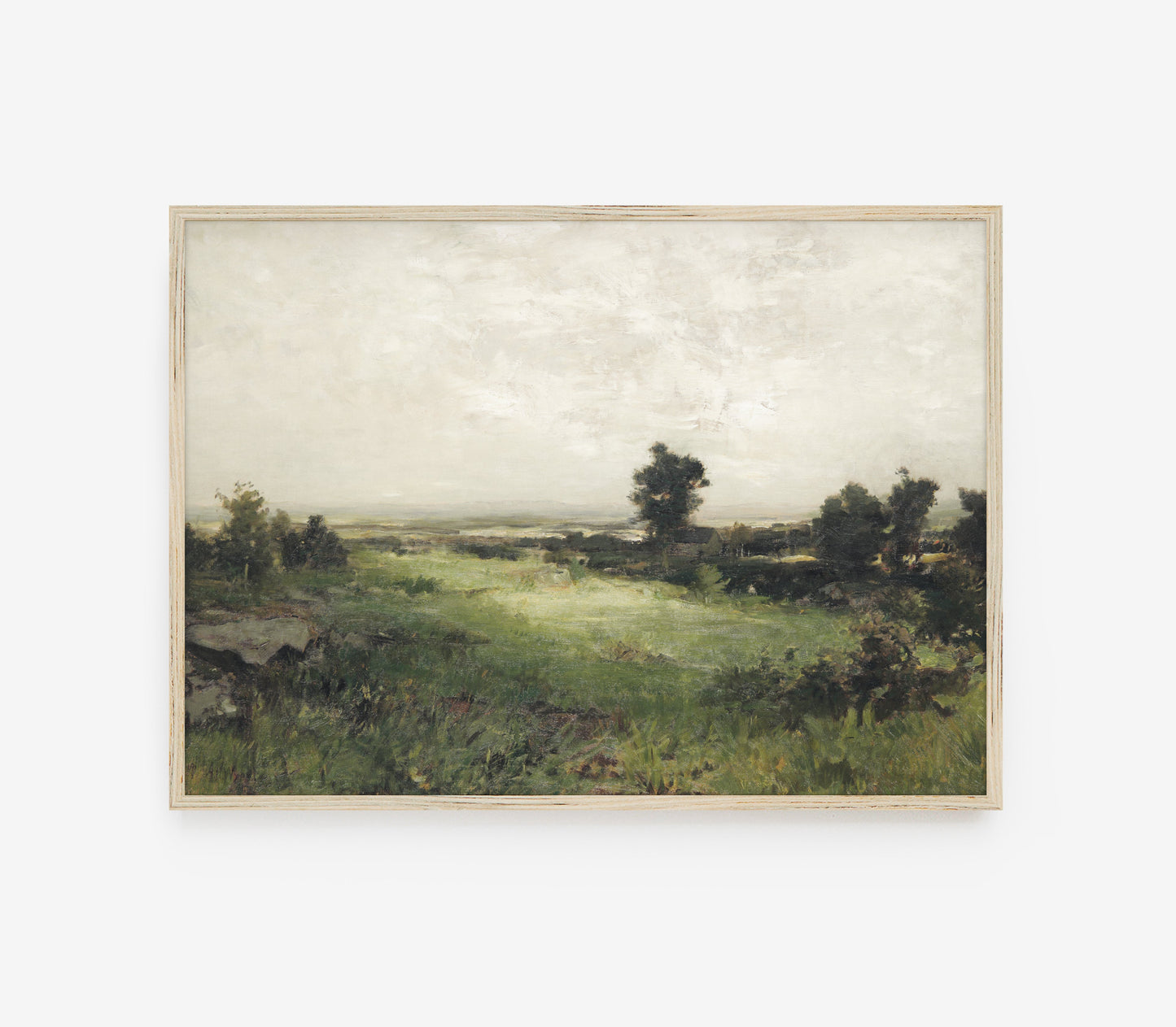 Impression d'art paysager vert sourd vintage L0157