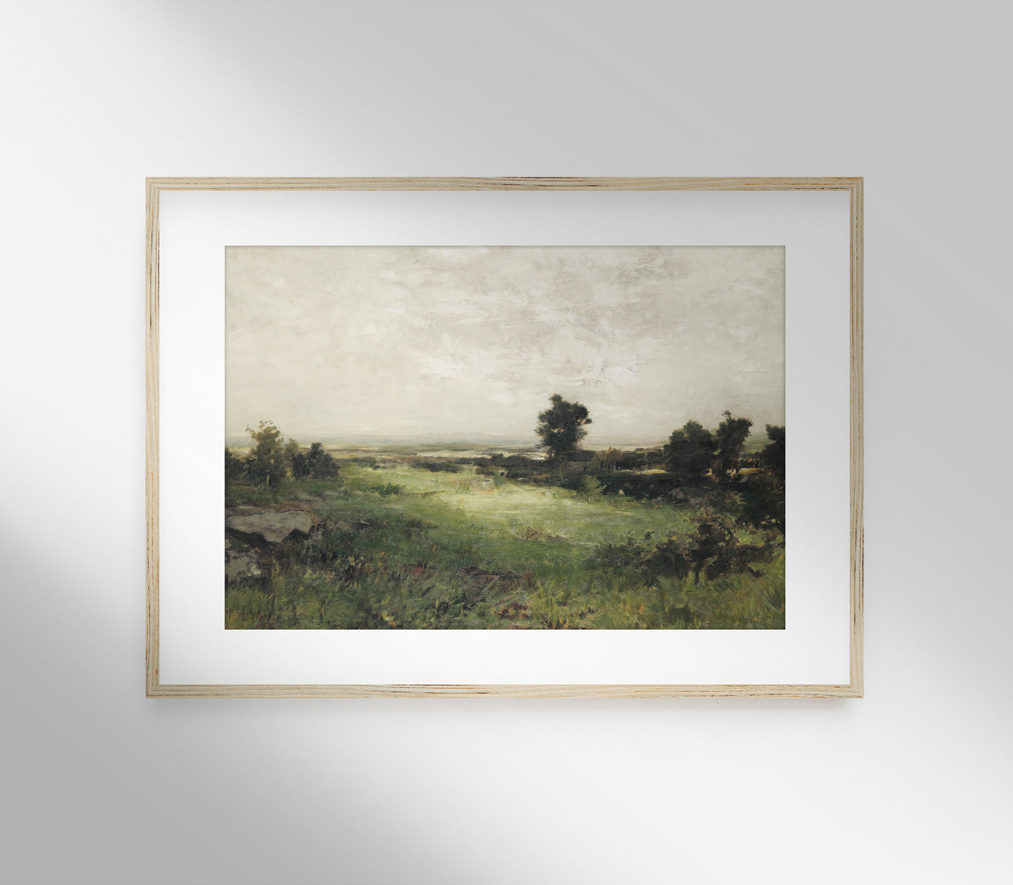 Impression d'art paysager vert sourd vintage L0157