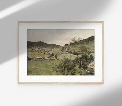 Impression d'art paysagère de village vintage L0121