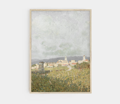 Estampe d'art vintage "Ville et Campagne" L195