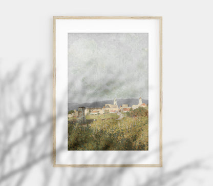 Estampe d'art vintage "Ville et Campagne" L195