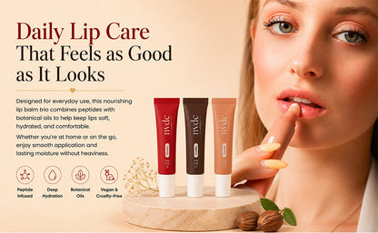 Vegan Lip Balm Trio Set – Peptide & Shea Butter, 3 Flavours