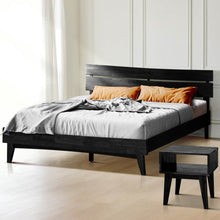 Ensemble de chambre à coucher Aurora avec lit en bois massif et table de chevet assortie
