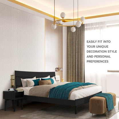 Ensemble de chambre à coucher Aurora avec lit en bois massif et table de chevet assortie