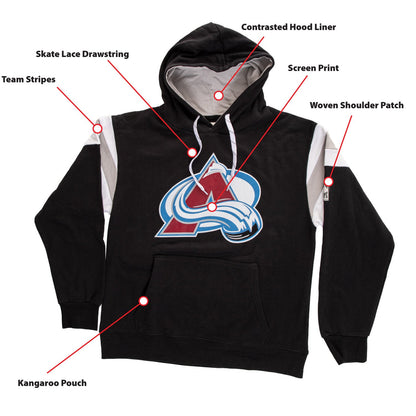 Colorado Avalanche – Sweat à capuche de style universitaire rétro