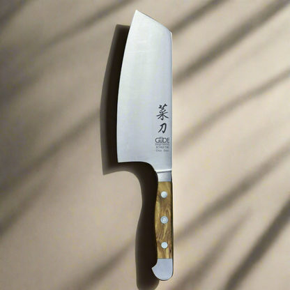 ALPHA OLIVE | Couteau de chef chinois Chai Dao Lame 6 1/2" | Acier forgé/Manche en bois d'olivier