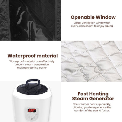 Blisspod | Portable | Sauna à vapeur rapide pour le corps entier 60 minutes | Pentagonal | Gris | Puissant 1600 Watts | Vaporisateur plus puissant 3,6L | 90X90X190cm