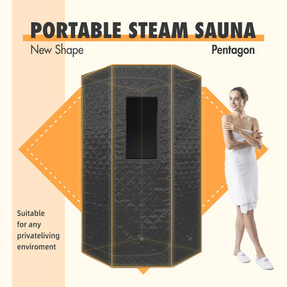 Blisspod | Portable | Sauna à vapeur rapide pour le corps entier 60 minutes | Pentagonal | Gris | Puissant 1600 Watts | Vaporisateur plus puissant 3,6L | 90X90X190cm