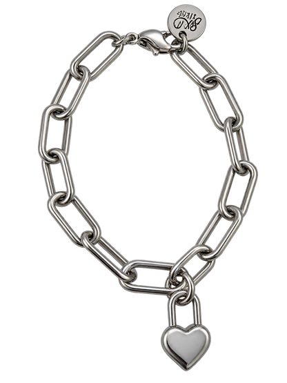 Silver Heart Lock Bracelet