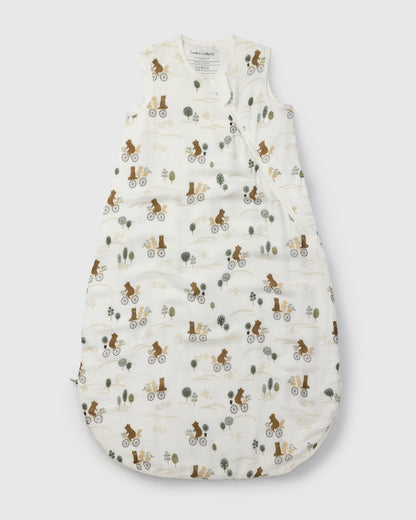Baby Bamboo Muslin Sleep Bag 0.5 TOG - Bears on Bikes
