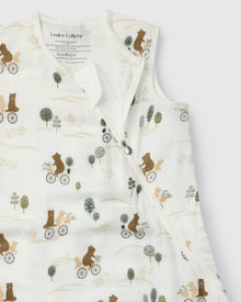 Baby Muslin Sleep Bag 0.5 TOG in Tanboocel® Bamboo Viscose - Bears on Bikes