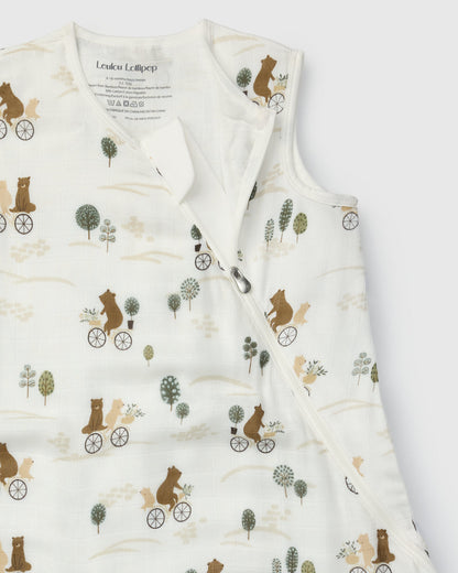 Baby Bamboo Muslin Sleep Bag 0.5 TOG - Bears on Bikes