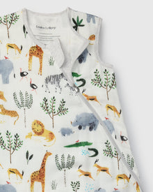 Baby Muslin Sleep Bag 0.5 TOG in Tanboocel® Bamboo Viscose - Safari Jungle