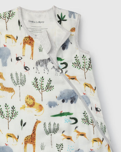 Baby Bamboo Muslin Sleep Bag 0.5 TOG - Safari Jungle