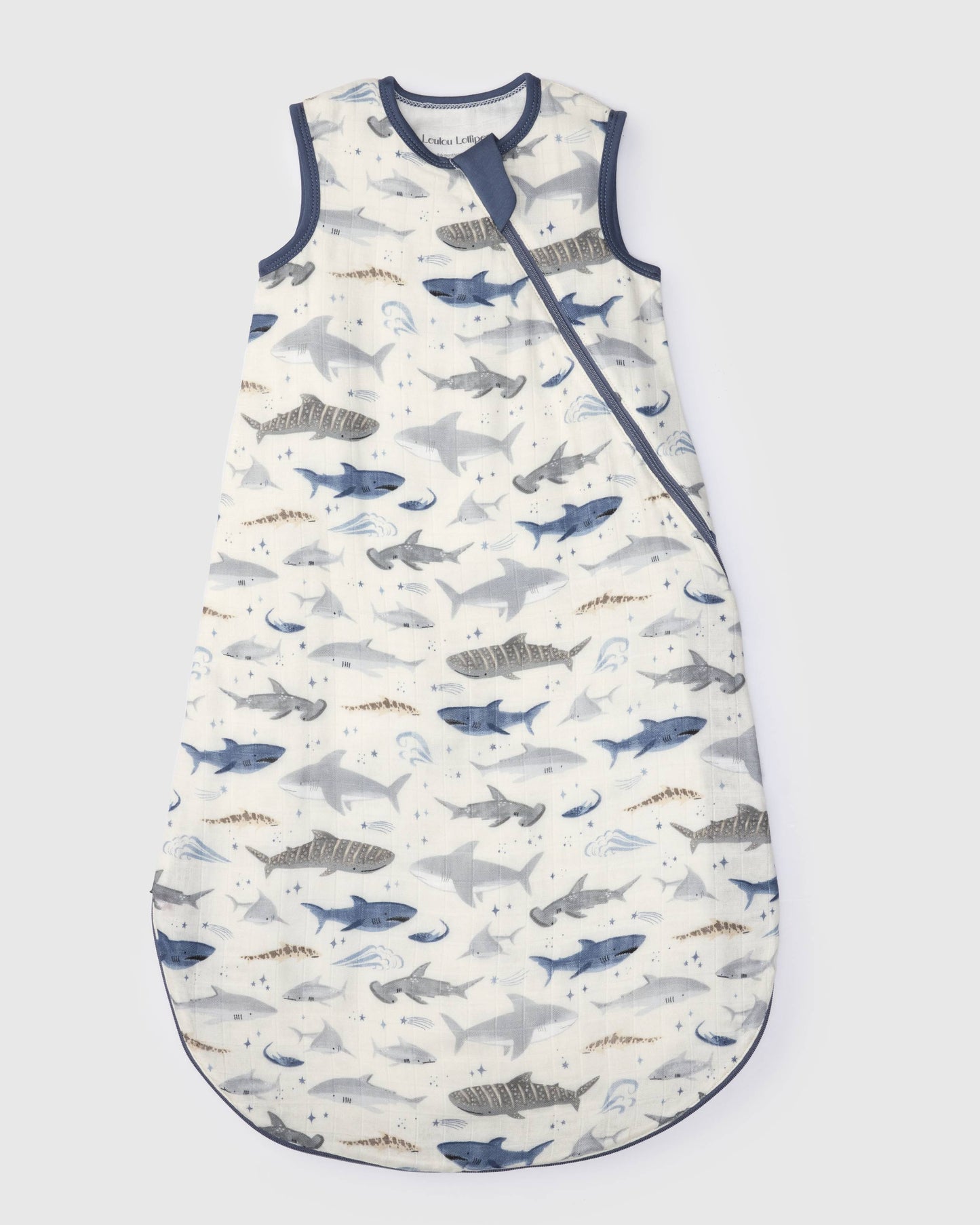 Baby Bamboo Muslin Sleep Bag 0.5 TOG - Smiley Sharks