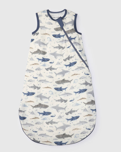 Baby Bamboo Muslin Sleep Bag 0.5 TOG - Smiley Sharks