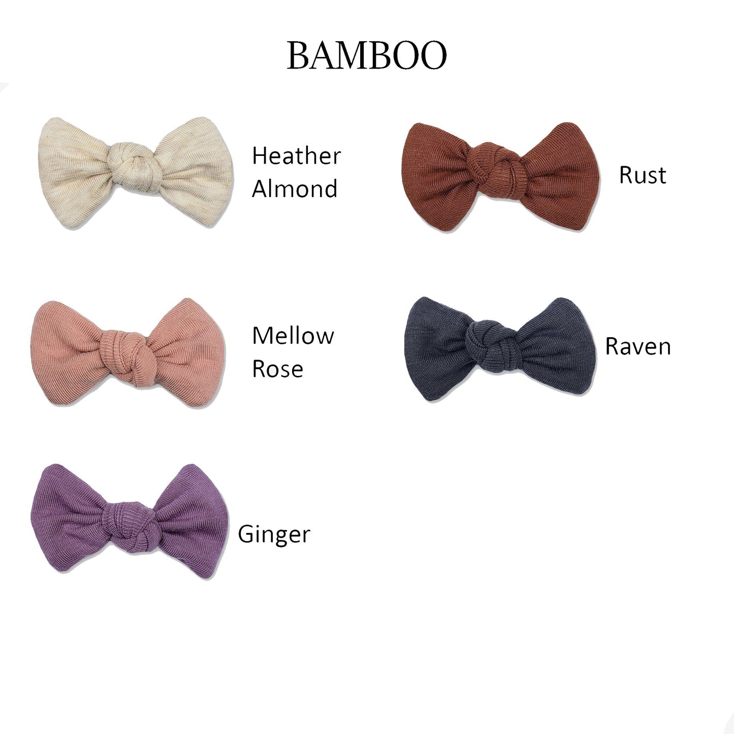 Nœuds pour bébés en bambou à nœud carré | 5 coloris disponibles