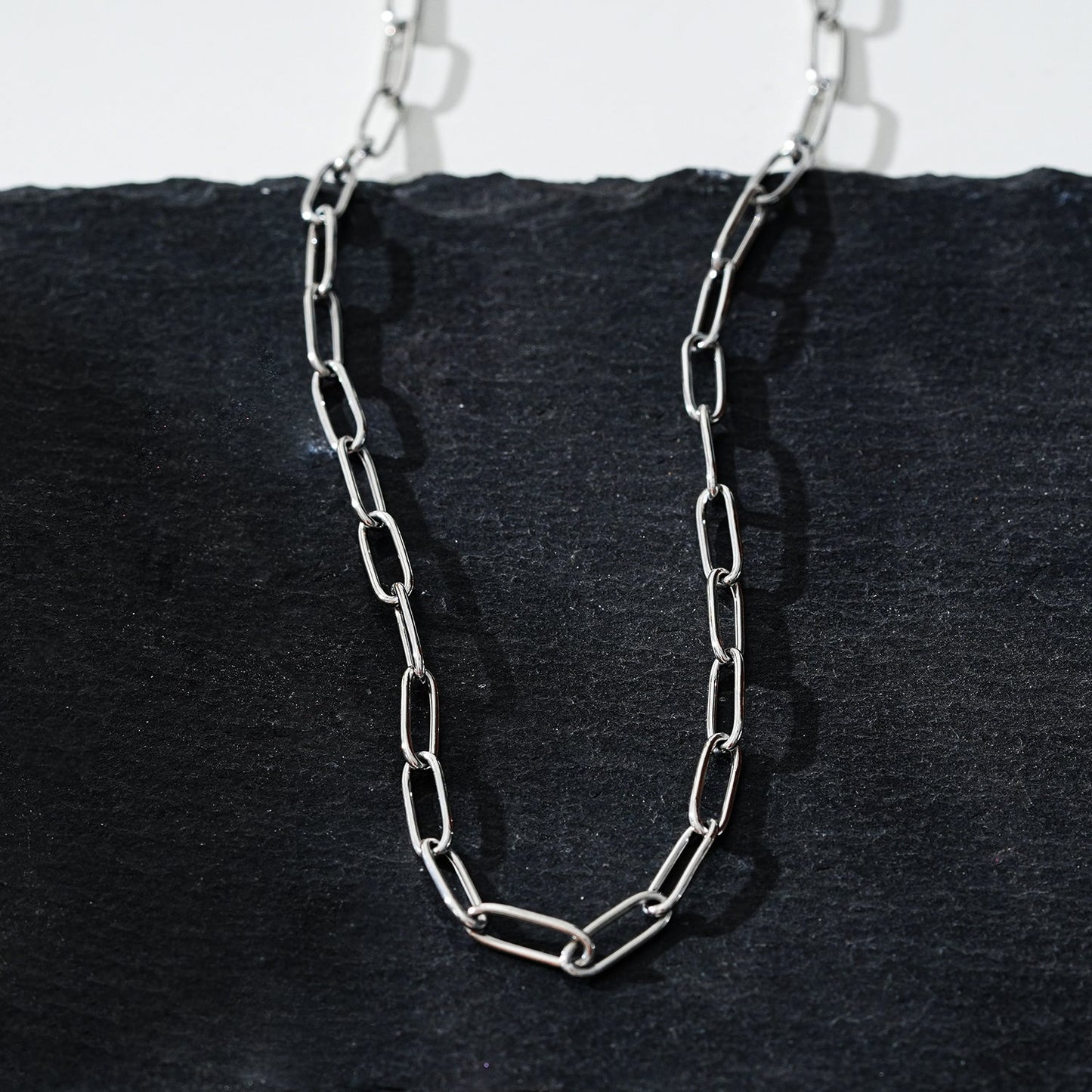 Collier BARNSBURY : Collier maillons trombone en argent – 55 cm