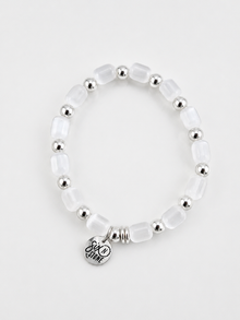 Bracelet en Sélénite et Acier Inoxydable Argenté