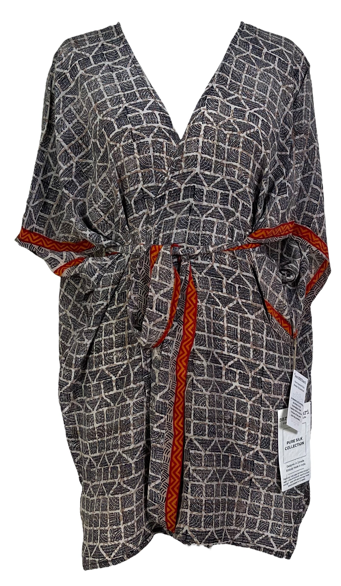 PRC6915 Veste à manches kimono en pure soie Avatar avec ceinture