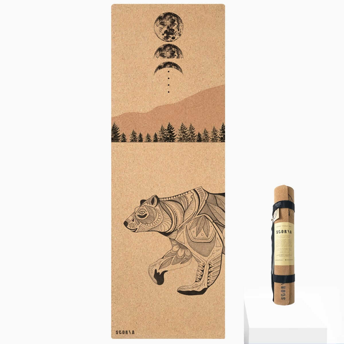 Tapis de yoga en liège Night Bear | 4,5MM | Édition Collaboration