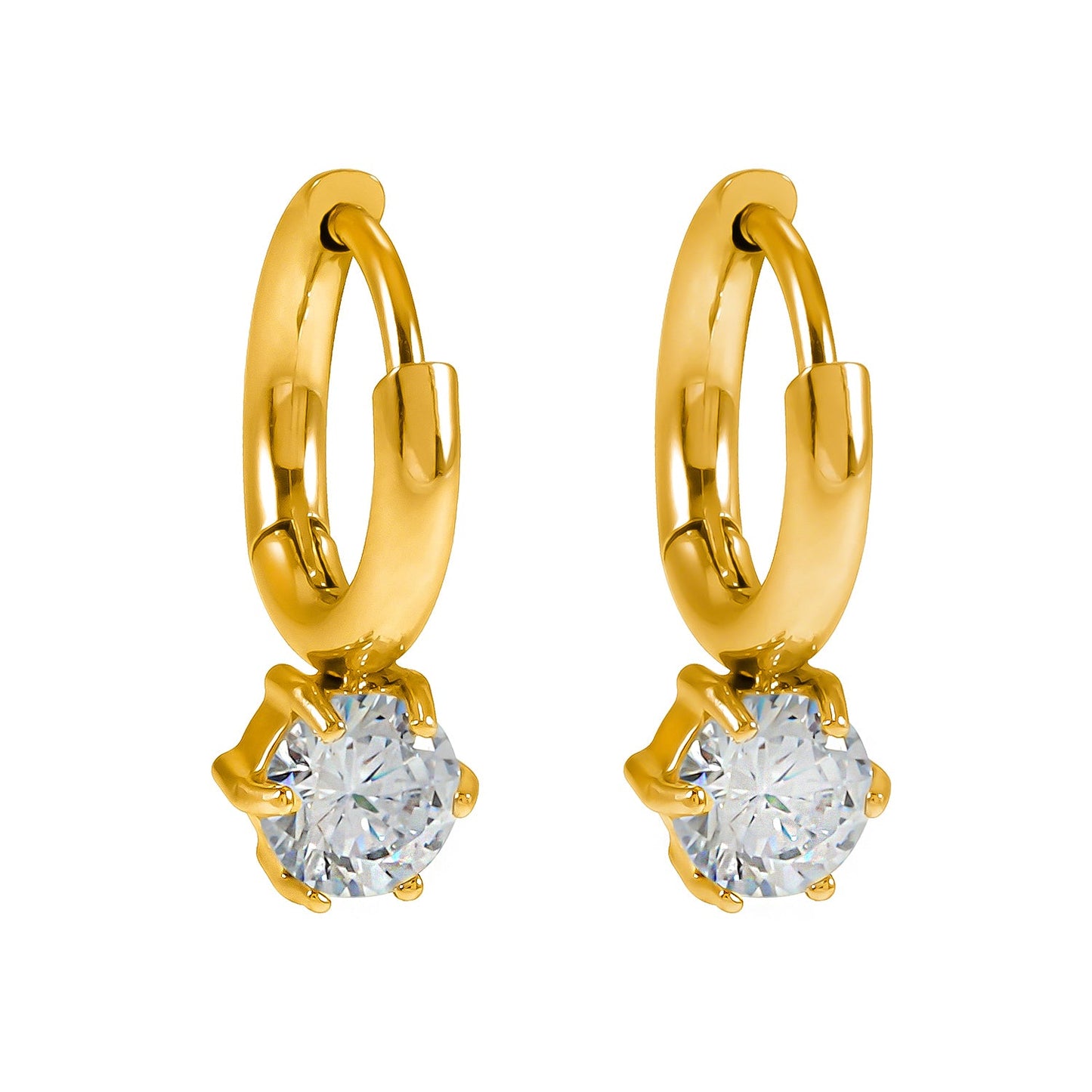 BEAULIEU : Mini-créoles d'inspiration vintage avec une breloque solitaire en moissanite