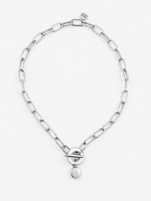 Collier à fermoir T en perles Keshi - Argent