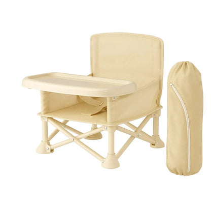Portable Baby Chair | Camp Chair | Booster Seat With Removable Tray (Beige)