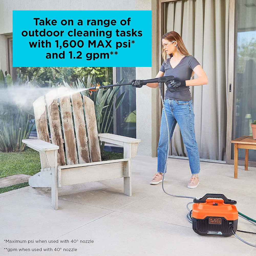 BLACK+DECKER Electric Cold Water Pressure Washer, 1,600 MAX PSI - BEPW1600