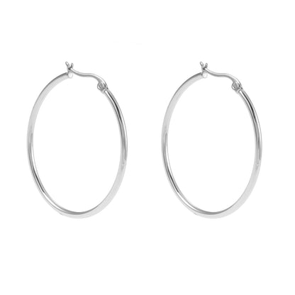 BIANCA Silver : Créoles rondes classiques essentielles pour tous les jours. Disponibles en 7 tailles – de 1 cm à 6 cm