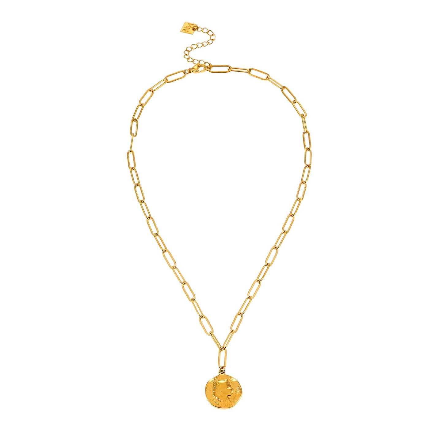 BILBAO Gold : Collier pendentif pièce de monnaie romaine.
