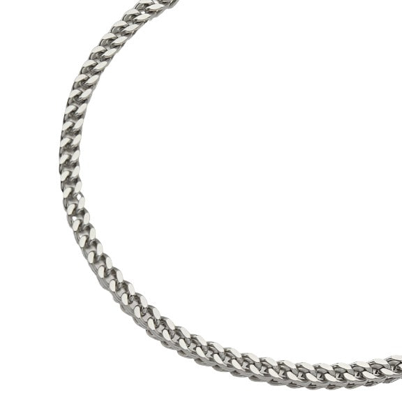 BILLIE Argent (Or Blanc) : Bracelet Chaîne Maille Cubaine en Argent