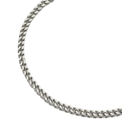 BILLIE Argent (Or Blanc) : Bracelet Chaîne Maille Cubaine en Argent