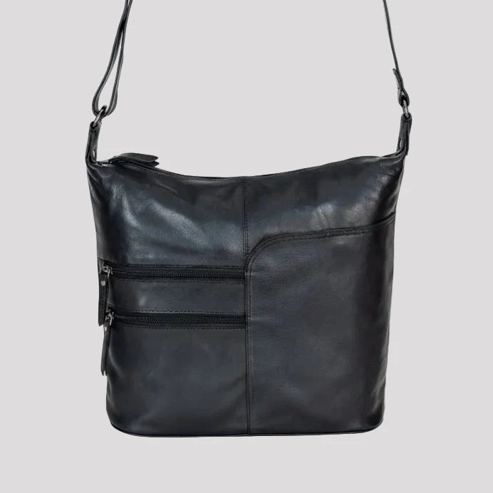 Sac bandoulière en cuir Greenwood avec 2 poches zippées