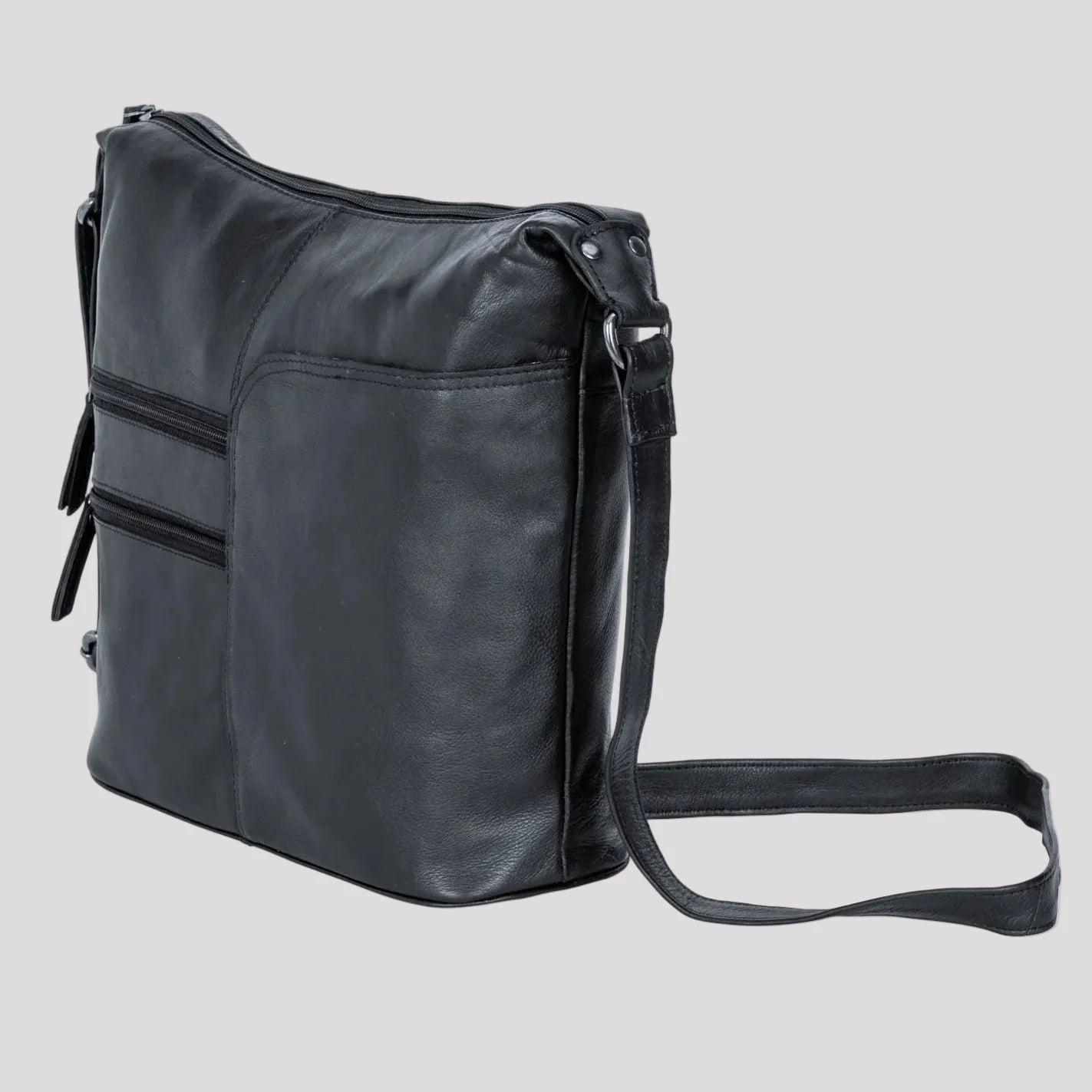 Sac bandoulière en cuir Greenwood avec 2 poches zippées