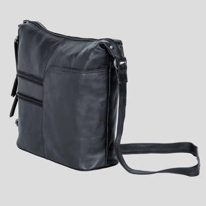 Sac bandoulière en cuir Greenwood avec 2 poches zippées