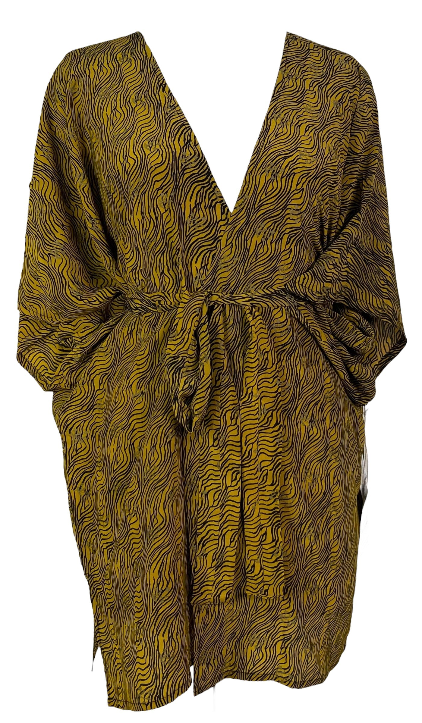 PRC6925 Veste à manches kimono en pure soie avec ceinture
